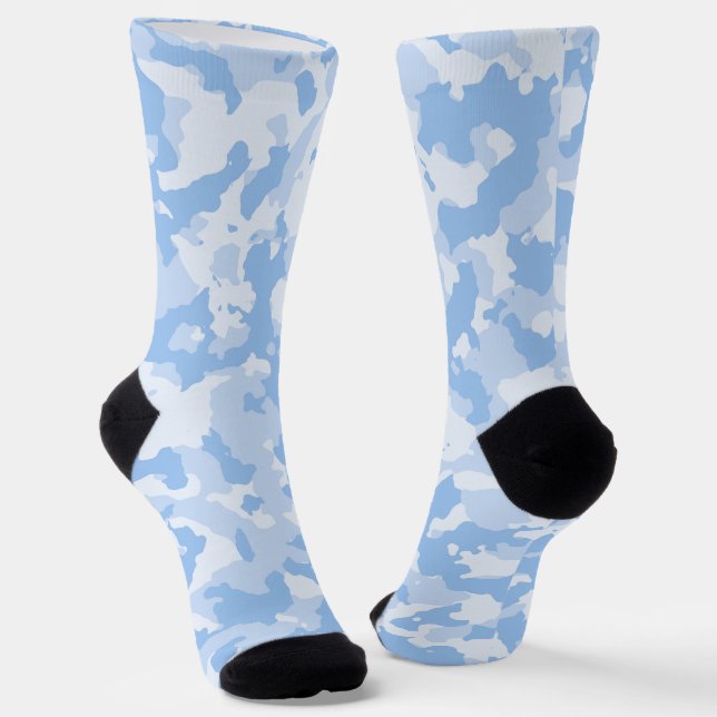 Pastel Blue Camo Camouflage Pattern   Socks (Angled)