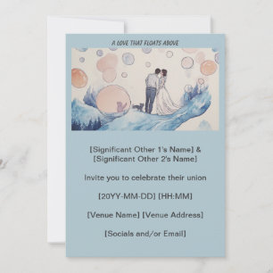 Pastel Blue & Cats Bubble Dream Wedding Invitation