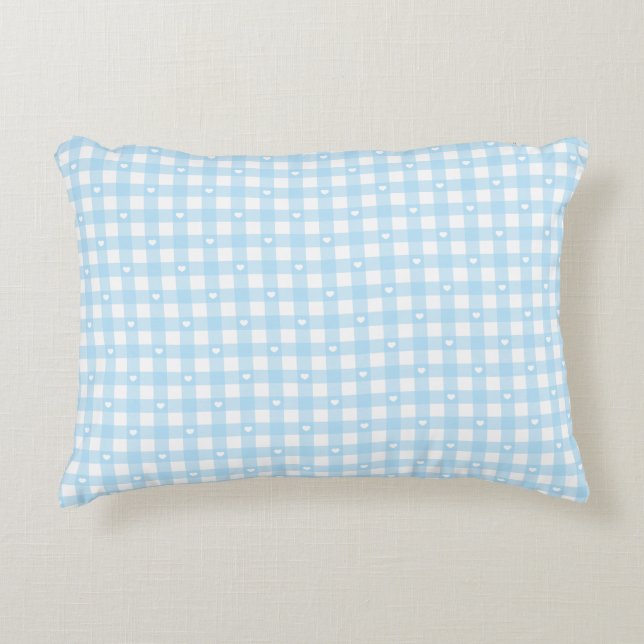 Pastel Blue Checks Decorative Cushion (Front)