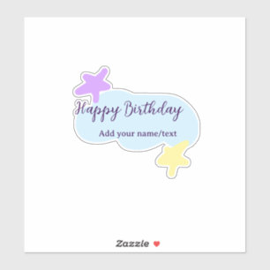 Pastel blue clouds stars purple happy birthday nam