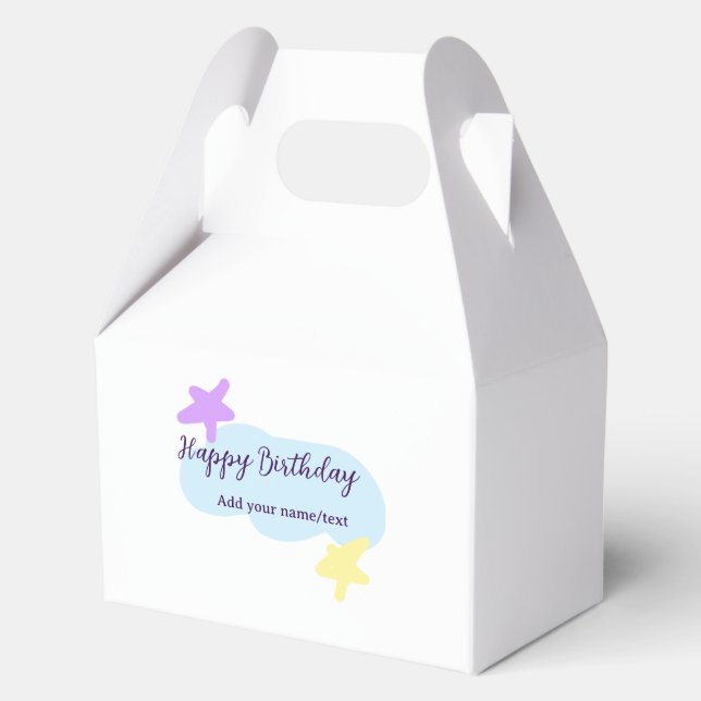Pastel blue clouds stars purple happy birthday nam favour box (Back)
