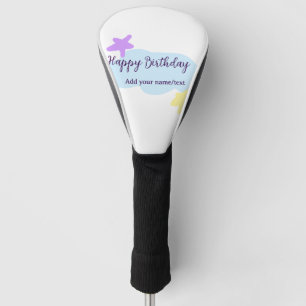Pastel blue clouds stars purple happy birthday nam golf head cover