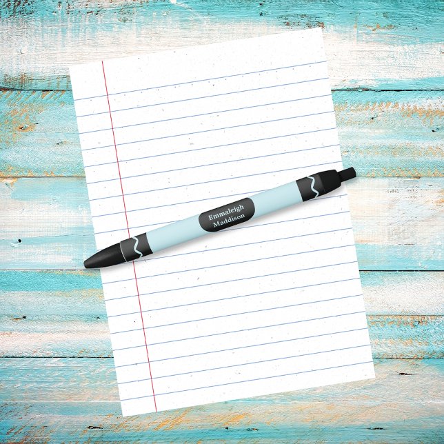 Pastel Blue Colour Crayon Wrap Monogram Black Ink Pen (Creator Uploaded)