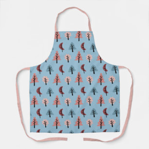 Pastel Blue Cookie Shape Tree Pattern Christmas Apron