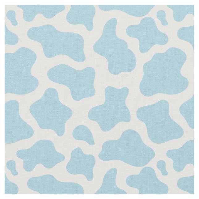 pastel blue cow print kawaii fabric (Close Up)