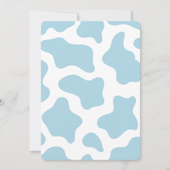 pastel blue cow print kawaii invitation (Front)