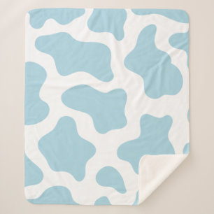 pastel blue cow print kawaii sherpa blanket