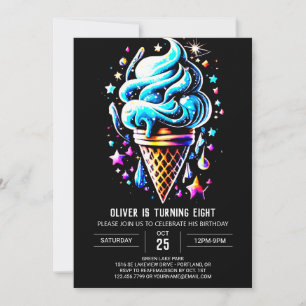 Pastel Blue Custom Boy Ice Cream Birthday Invitation