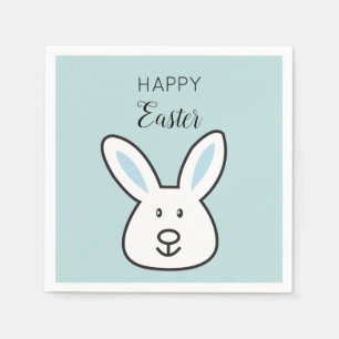 Pastel Blue Cute Easter Bunny Illustration  Napkin