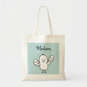 Pastel Blue Cute Easter Chick & Eggs Illustration  Tote Bag