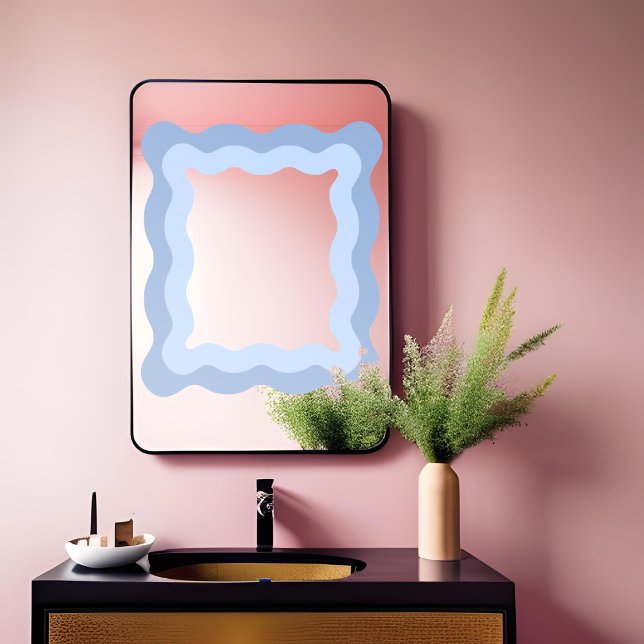 Pastel Blue Cute Wavy Rectangle Mirror (Creator Uploaded)