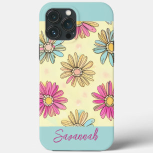 Pastel Blue Daisy Flowers iPhone 13 Pro Max Case