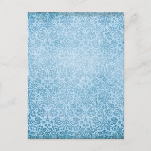 Pastel Blue Damasks Faded Pattern Postcard (Front)