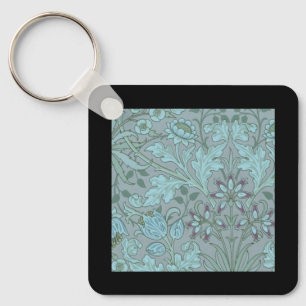 Pastel Blue Decorative Flowers Key Ring