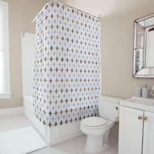 PASTEL BLUE DIAMOND  ELEGANT PATTERN SHOWER CURTAIN