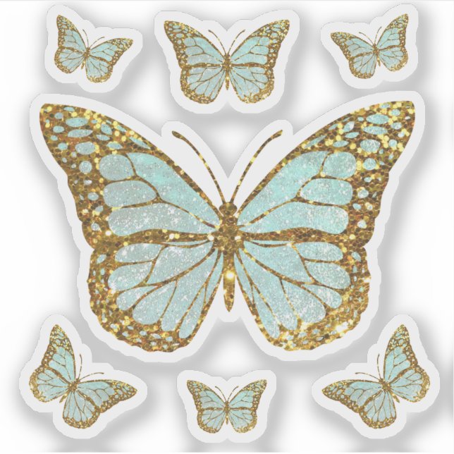pastel blue faux glitter butterflies (Front)