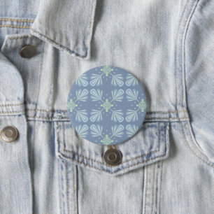 Pastel blue floral abstract repeat  7.5 cm round badge