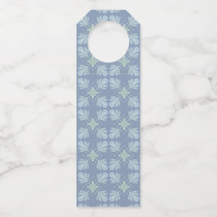 Pastel blue floral abstract repeat bottle tag