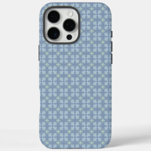 Pastel blue floral abstract repeat iPhone 16 pro max case