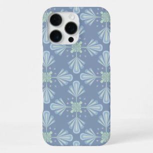 Pastel blue floral abstract repeat iPhone 16 pro max case