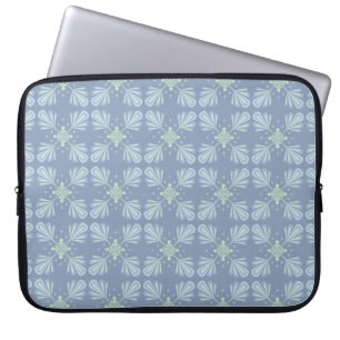 Pastel blue floral abstract repeat laptop sleeve
