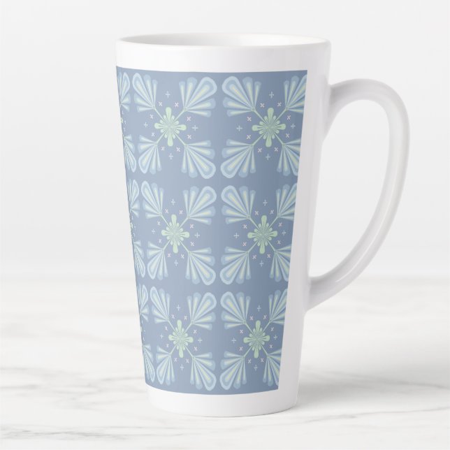 Pastel blue floral abstract repeat  latte mug (Right)