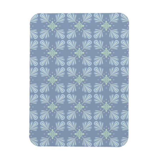 Pastel blue floral abstract repeat  magnet (Vertical)