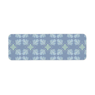 Pastel blue floral abstract repeat return address label