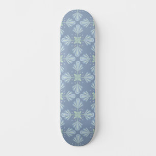 Pastel blue floral abstract repeat skateboard