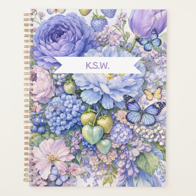 Pastel Blue Floral Butterfly Planner  (Front)
