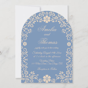 Pastel Blue Floral Elegant Wedding Invitation