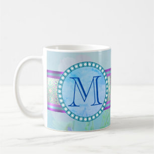 Pastel Blue Floral Monogram Coffee Mug