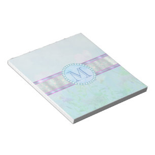 Pastel Blue Floral Monogram Notepad