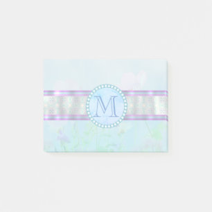 Pastel Blue Floral Monogram Post-it Notes