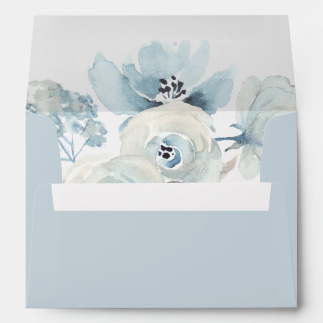 Pastel Blue Floral Personalised Return Address Envelope (Back (Bottom))