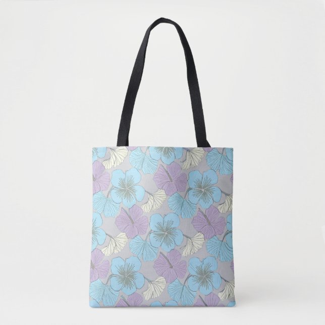 “Pastel Blue Floral Tote Bag (Front)