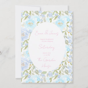 Pastel blue Floral watercolor Invitation