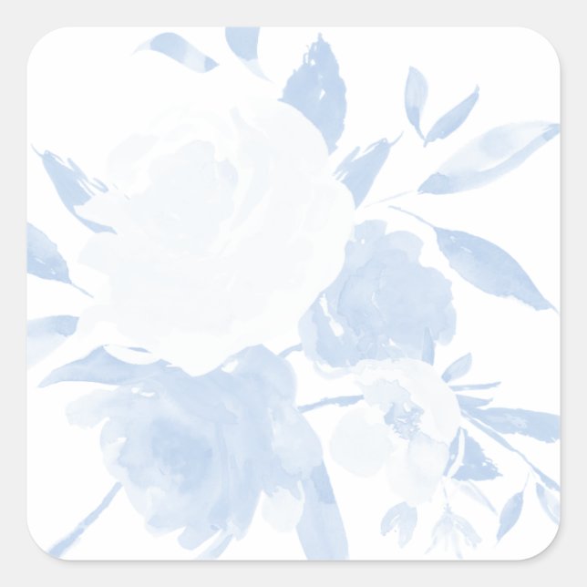Pastel Blue Floral Watercolor Sticker (Front)