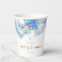 pastel blue fluid marble First Holy Communion