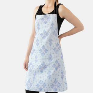 Pastel Blue Geometric Floral Pattern Apron