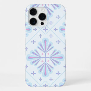 Pastel Blue Geometric Floral Pattern iPhone 16 Pro Max Case