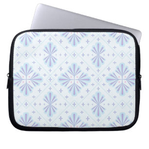 Pastel Blue Geometric Floral Pattern Laptop Sleeve