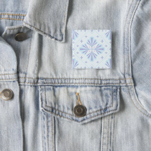 Pastel Blue Geometric Floral Repeat Pattern  15 Cm Square Badge