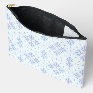 Pastel Blue Geometric Floral Repeat Pattern  Accessory Pouch