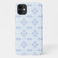 Pastel Blue Geometric Floral Repeat Pattern