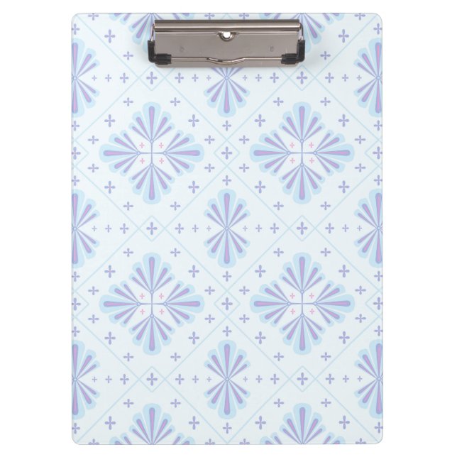 Pastel Blue Geometric Floral Repeat Pattern  Clipboard (Front)