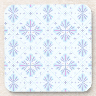 Pastel Blue Geometric Floral Repeat Pattern Coaster