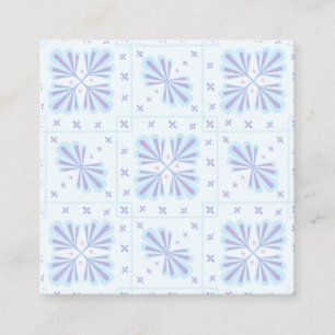 Pastel Blue Geometric Floral Repeat Pattern Discount Card