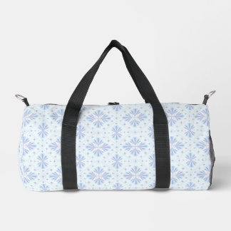 Pastel Blue Geometric Floral Repeat Pattern  Duffle Bag