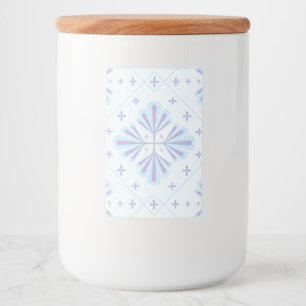Pastel Blue Geometric Floral Repeat Pattern Food Label